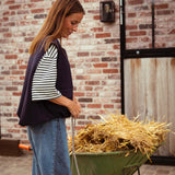 HARPER DARK BLUE SLEEVELESS ZIP JACKET