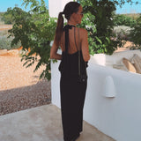 VALERIANA BLACK HALTER DRESS