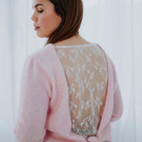 FRANCESCA SOFT PINK LACE KNIT SWEATER