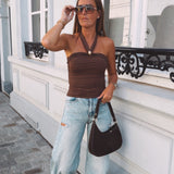 COLBIE BROWN HALTER TOP