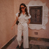 SOLEIL BEIGE DENIM JUMPSUIT