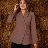 KINZIE BURGUNDY CHECKERED FITTED BLAZER