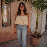 NEZRA BUTTER YELLOW CROPPED TOP