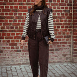 VANCOUVER BROWN SLEEVELESS LEATHER JACKET