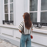 PIPPA KHAKI/WHITE STRIPED BLOUSE