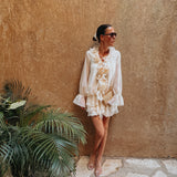 CORALIA ECRU FLOWER DRESS