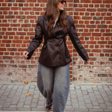 ASHTON BROWN LEATHER BLAZER