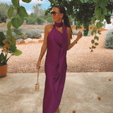 ALEGRANZA MAGENTA SATIN DRESS