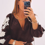 MILENA BROWN FLOWER BLOUSE