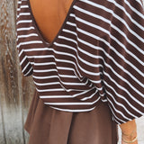 SEREN BROWN/WHITE STRIPED T-SHIRT
