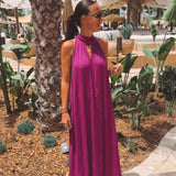 VALENTINA LONG FUCHSIA DRESS