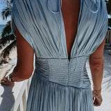 CASCADA DE AMOR BLUE PLISSE DRESS