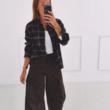 KIRSTEN DARK BLUE CHECKERED BLOUSE