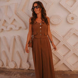 NISRINE CAMEL BUTTON TOP