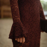 BRYNLEE BROWN MAXI LACE DRESS