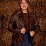 VESTE EN CUIR BORDEAUX PAULA