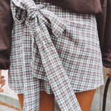 CORALIE BROWN CHECKERED SKORT