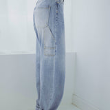 BLUE RHINESTONE CARGO BALLOON JEANS A2010-A