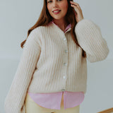 DIANA BEIGE RIBBED CARDIGAN