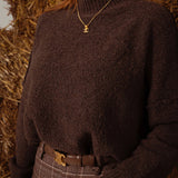 COLBIE BROWN TURTLENECK KNIT SWEATER