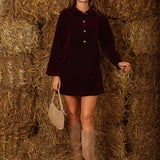 HOLLIS BORDEAUX VELVET DRESS
