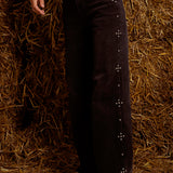 STUDS BLACK WIDE LEG JEANS WH0033