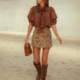 HARLOW KHAKI/BROWN PRINT SKIRT
