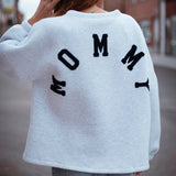 MOMMY GREY SWEATER - DARK BLUE LETTERS