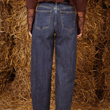 BARREL DARK BLUE MID WAIST JEANS 611-F-3