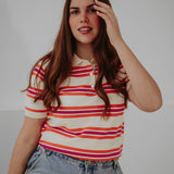 TAMARA ECRU STRIPED POLO T-SHIRT