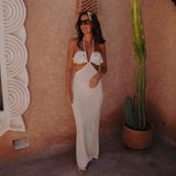 BEACH SHELL ECRU CUT-OUT DRESS