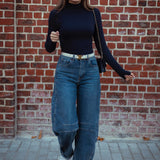 STAY FALLIN' DARK BLUE LONGSLEEVE TURTLENECK SHIRT