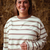 SELAH ECRU STRIPED LONGSLEEVE SHIRT