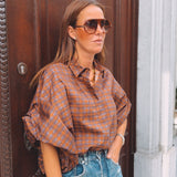 IDRA TERRACOTTA CHECKERED BLOUSE