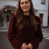 MACKENZIE BORDEAUX KNIT SWEATER