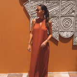 VALENTINA LONG TERRACOTTA DRESS