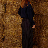 REMMIE WIDE DARK BLUE STRIPED PANTS