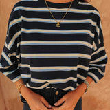 SOMAYA DARK BLUE STRIPED T-SHIRT