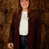 XANTHE BROWN SUEDE BLAZER