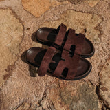 SHAMS BROWN SUEDE SLIPPERS