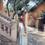 MONICA MINT SATIN HALTER DRESS