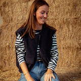 MARIGOLD DARK BLUE SLEEVELESS JACKET