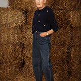 AUTUMNHEART DARK BLUE KNIT SWEATER