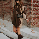 ANOUCK BEIGE/BROWN ARGYLE DRESS