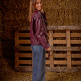 VESTE EN CUIR BORDEAUX PAULA