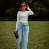 DIAMOND LIGHT BLUE WIDE LEG JEANS A3730