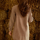MISTY MORNING LIGHT BROWN DENIM DRESS