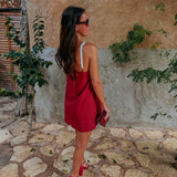 ALEGRE RED LINEN DRESS