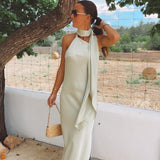 ALEGRANZA MINT GREEN SATIN DRESS