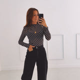 MIREYA BLACK POLKADOTS LONGSLEEVE SHIRT